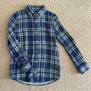 Vineyard Vines Navy & Light Blue Plaid Flannel Shirt Button-Down Shirt Size M